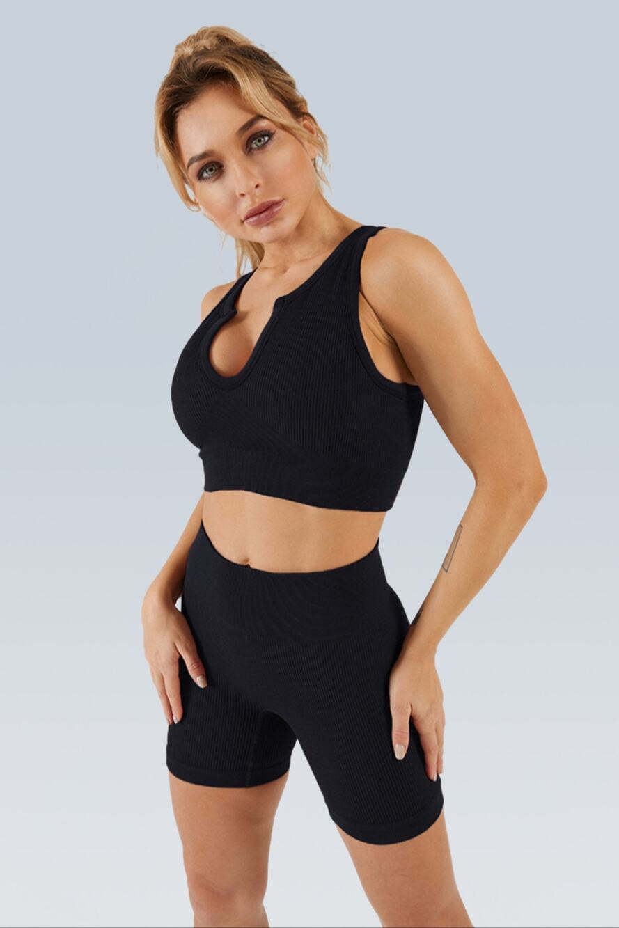 Rib-Knit Seamless Tank Top & Bottom Size Small Yoga Set